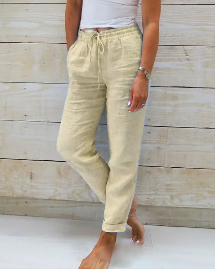 Olivia | Cotton Linen Elasticated Trousers