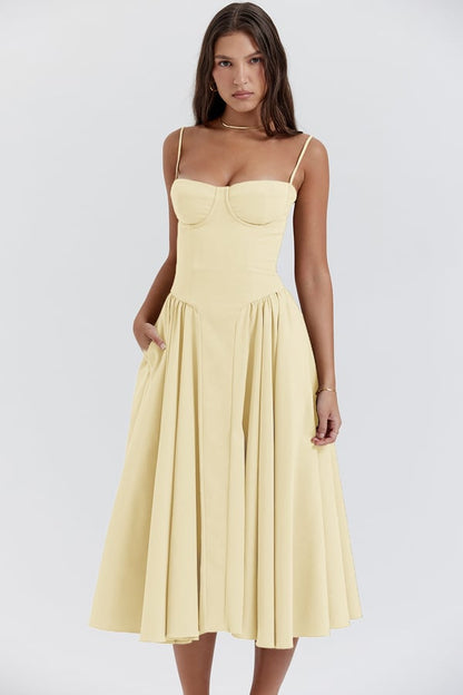 Elisa - Sleeveless Corset Midi Dress