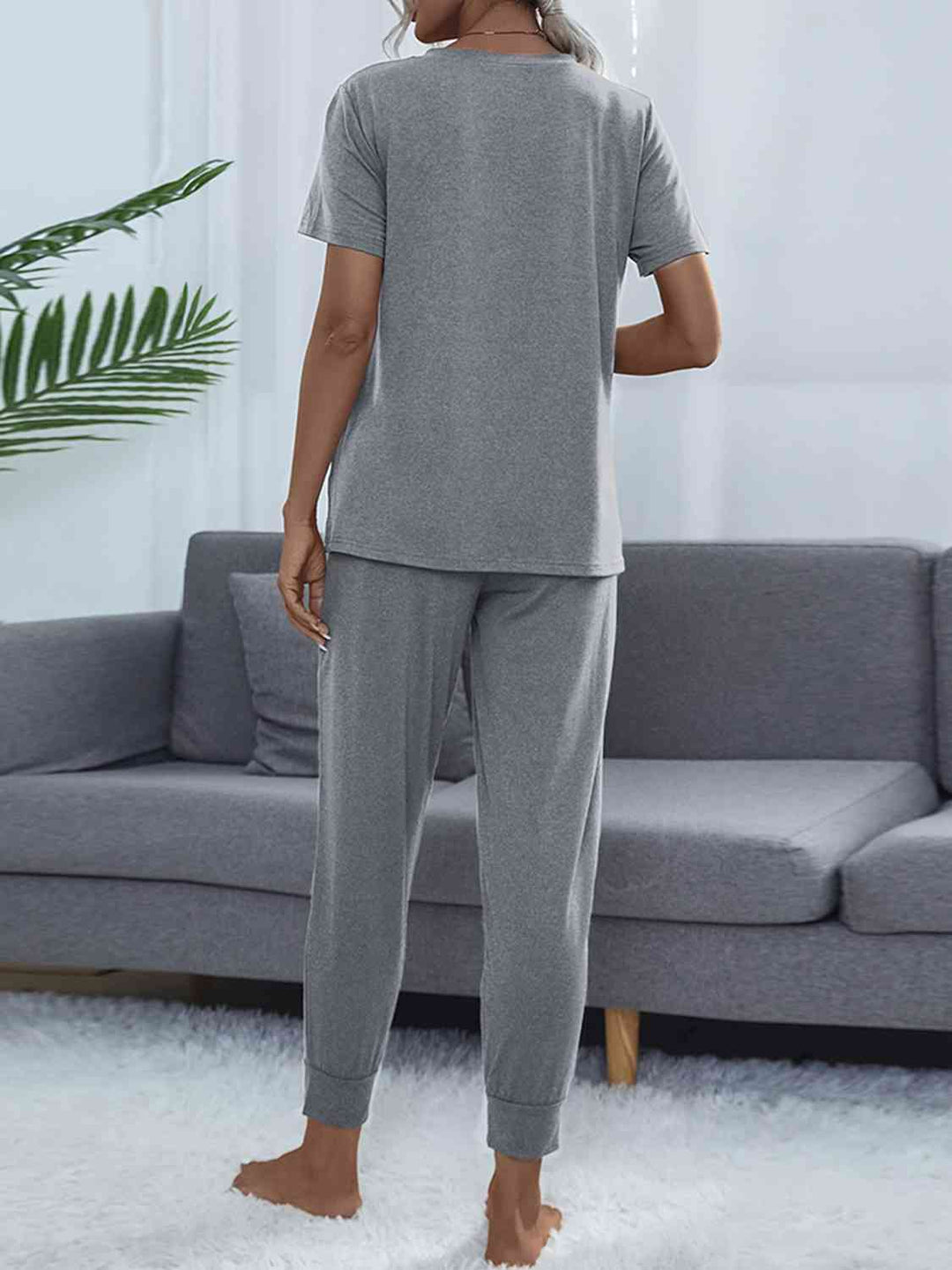 Alice | Round Neck Short Sleeve Top and Pants Lounge Set