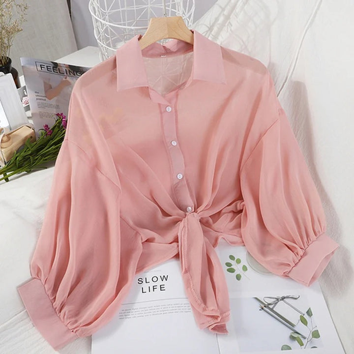 Luna | Casual Loose Fit Tie-Waist Blouse