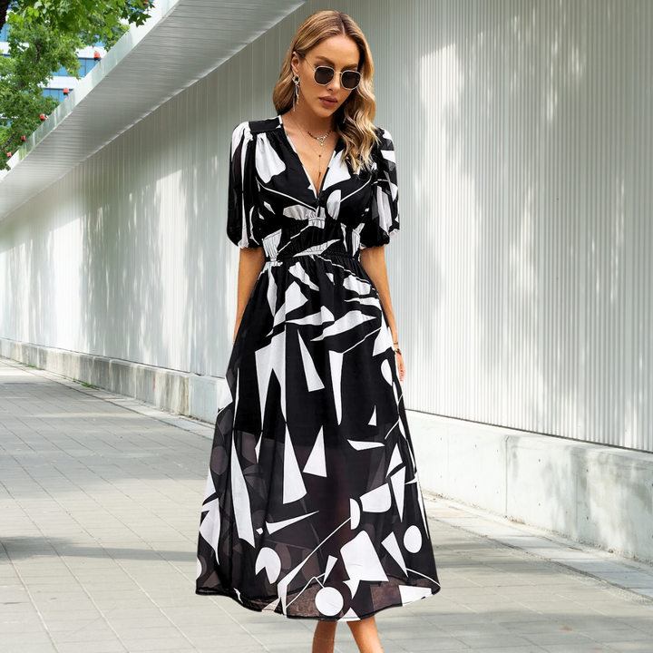 Leona | Timeless Midi Dress With Puff Sleeves