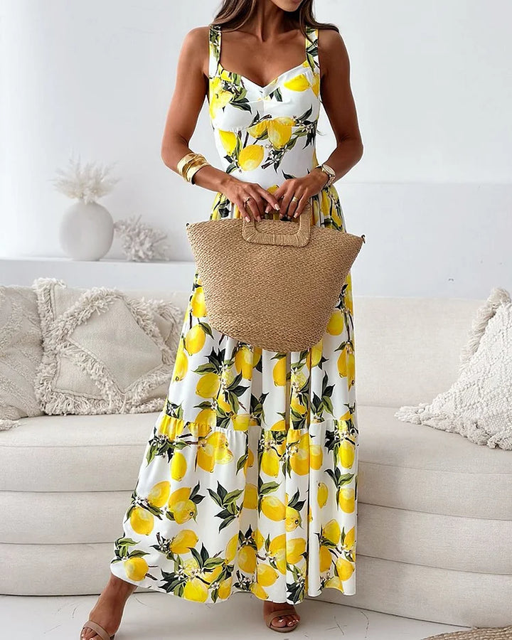 Lemon-Print Strappy Dress