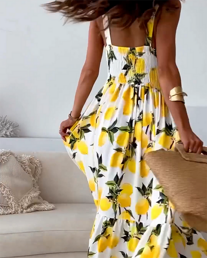 Lemon-Print Strappy Dress