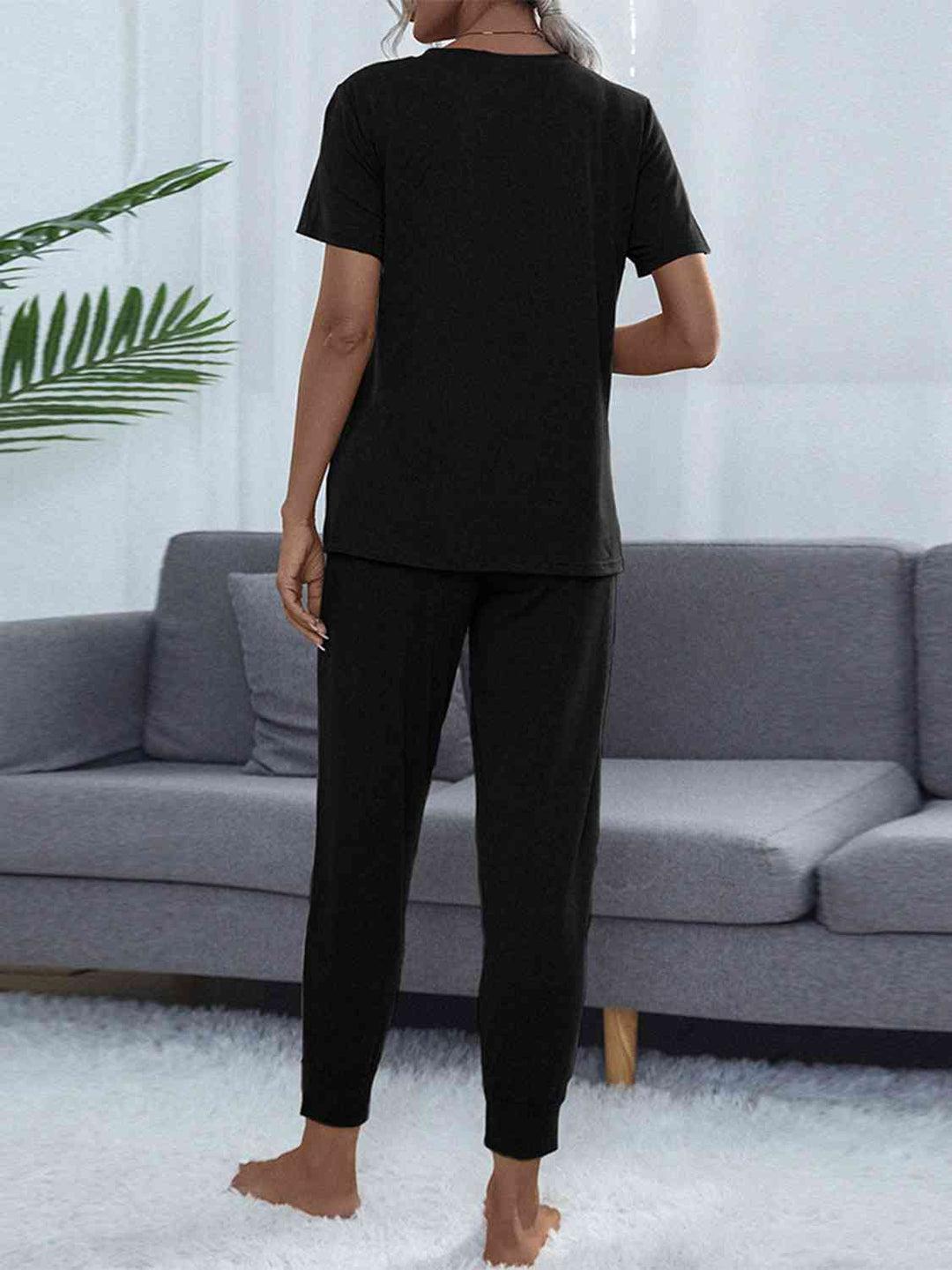 Alice | Round Neck Short Sleeve Top and Pants Lounge Set