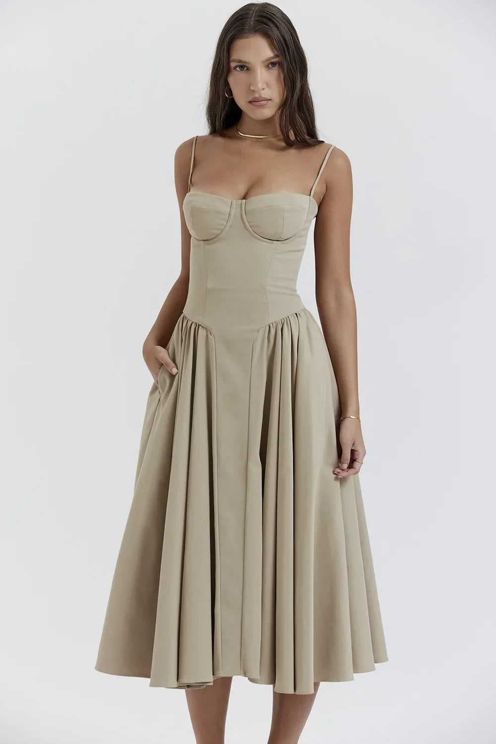 Elisa - Sleeveless Corset Midi Dress