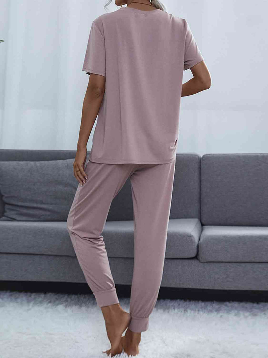 Alice | Round Neck Short Sleeve Top and Pants Lounge Set