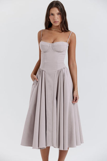 Elisa - Sleeveless Corset Midi Dress