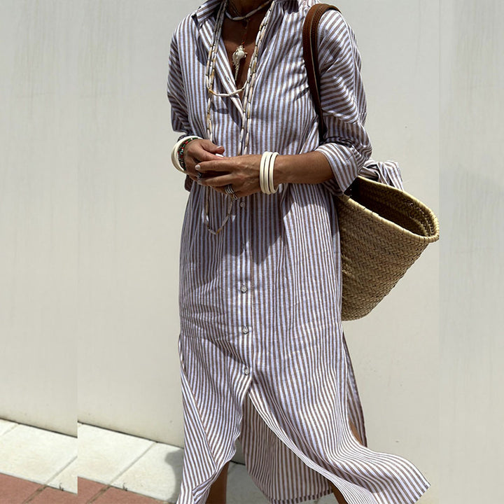 Colen | Classic Striped lace up Shirt Dress