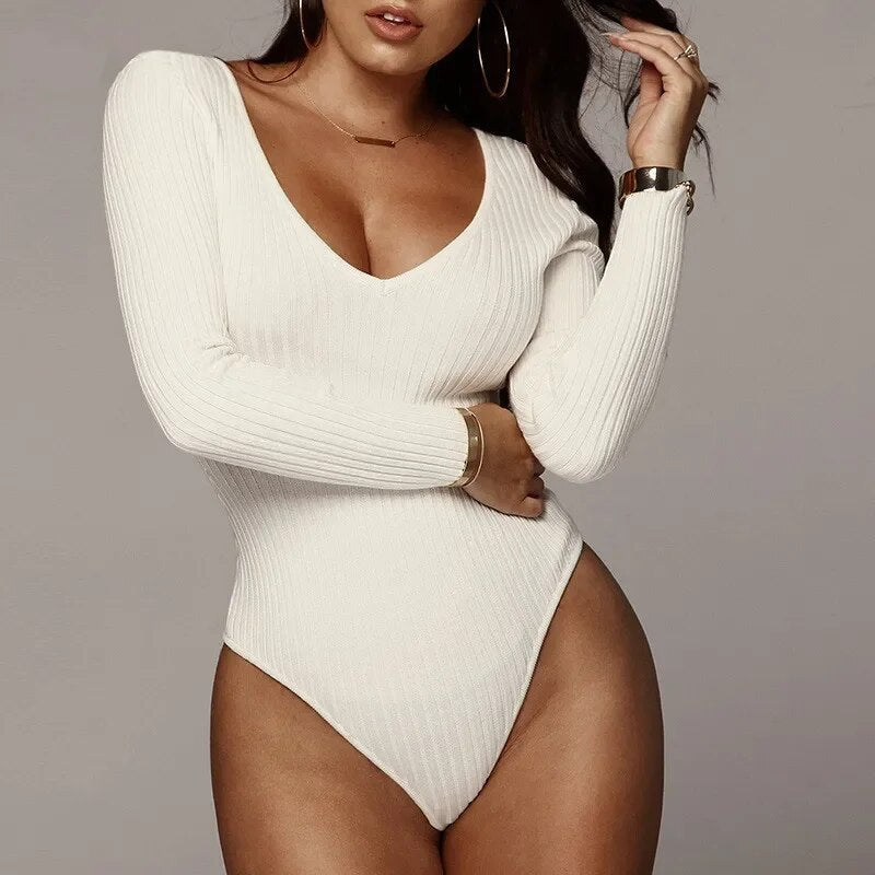 One-pieces Solid Color Off Shoulder Bodysuit