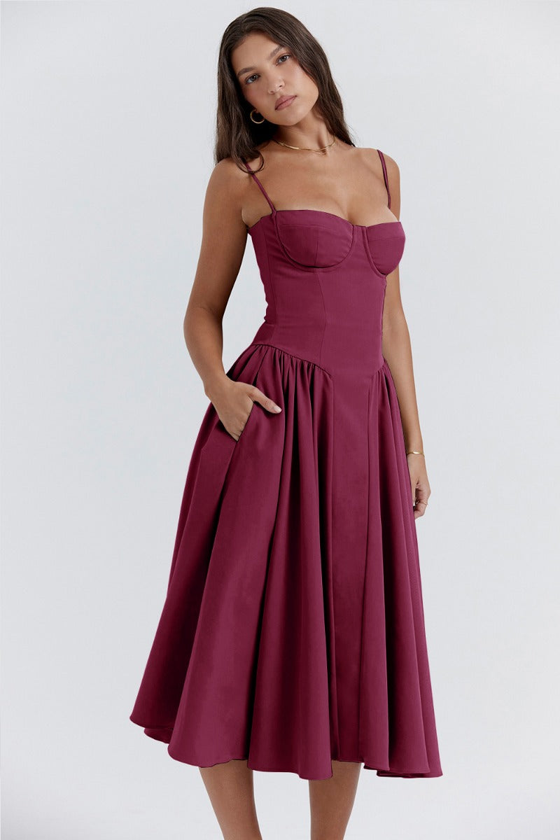 Elisa - Sleeveless Corset Midi Dress