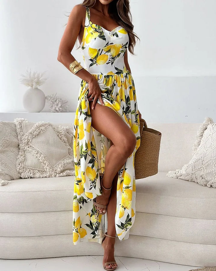 Lemon-Print Strappy Dress