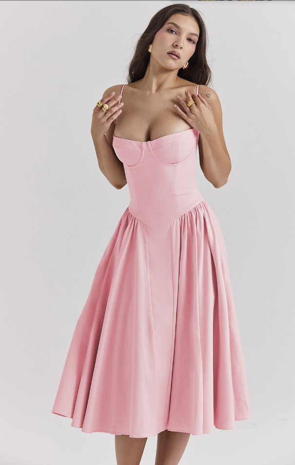 Elisa - Sleeveless Corset Midi Dress