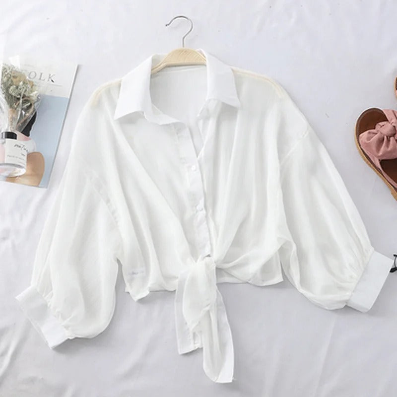 Luna | Casual Loose Fit Tie-Waist Blouse