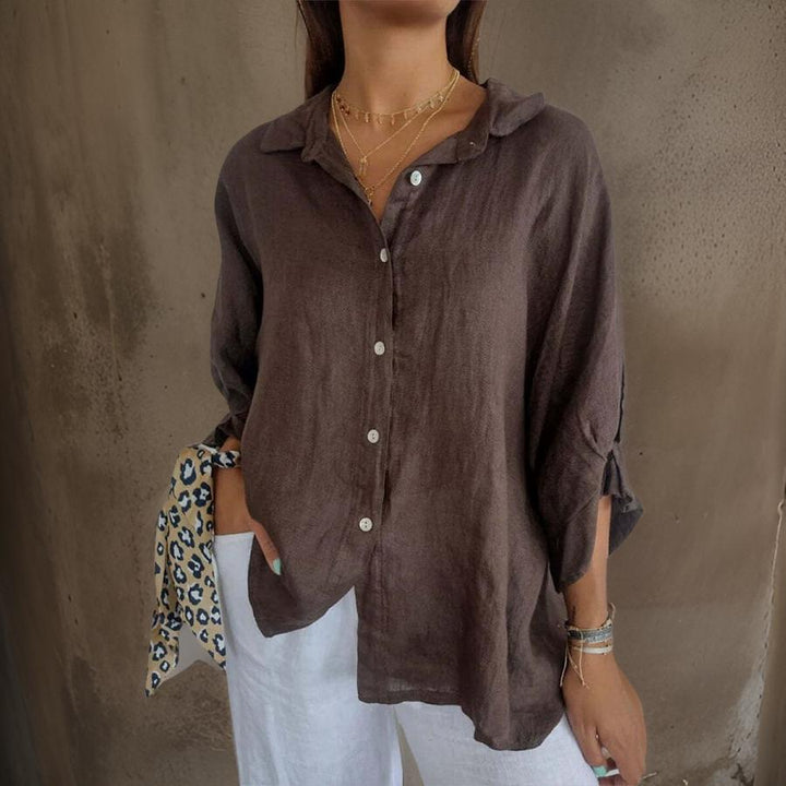 Linda | Elegant Linen Polo Blouse