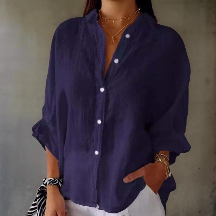 Linda | Elegant Linen Polo Blouse