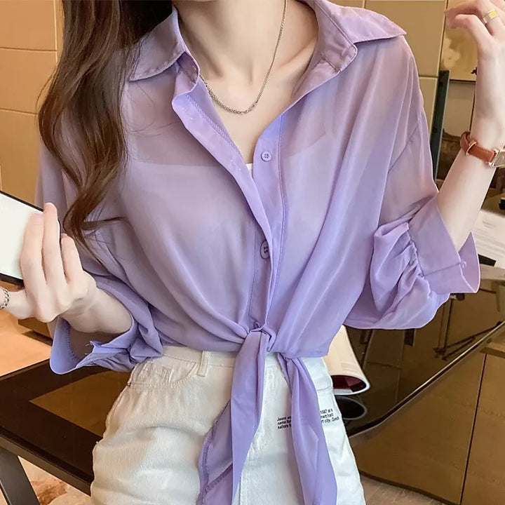 Luna | Casual Loose Fit Tie-Waist Blouse